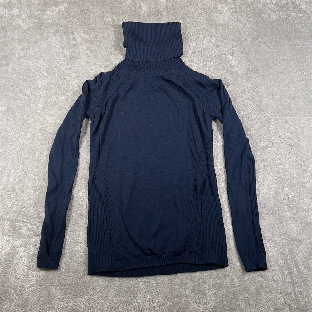 Lululemon Sweater Womens 6 Inkwell Merino Wool Blend Turtleneck Sweat & Savasana